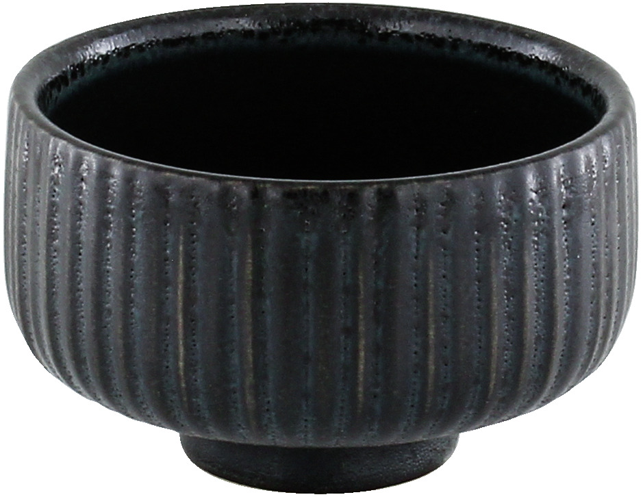 BHS Tabletop AG Nara Relief Stoneware Bowl, 8.1 cm, Black, with Craquelle Glaze and Filigree Floating Feet for Professional Gastronomy