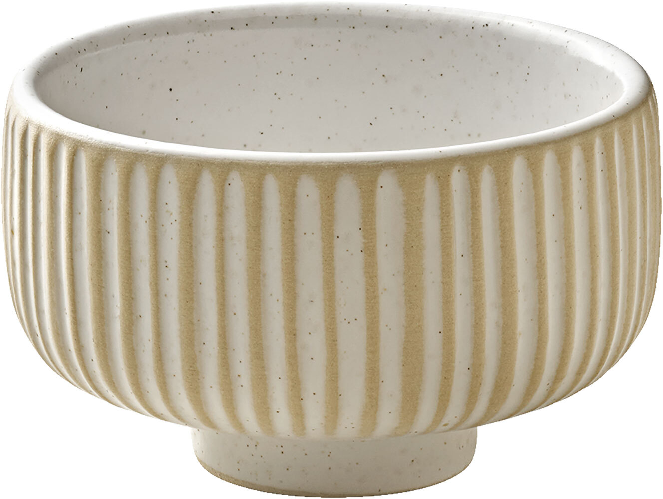 Bol din Gresie BHS Tabletop AG Nara cu Relief, 8.1 cm, Alb, Glazură Craquelle și Picioare Filigranate pentru Gastronomie Profesională