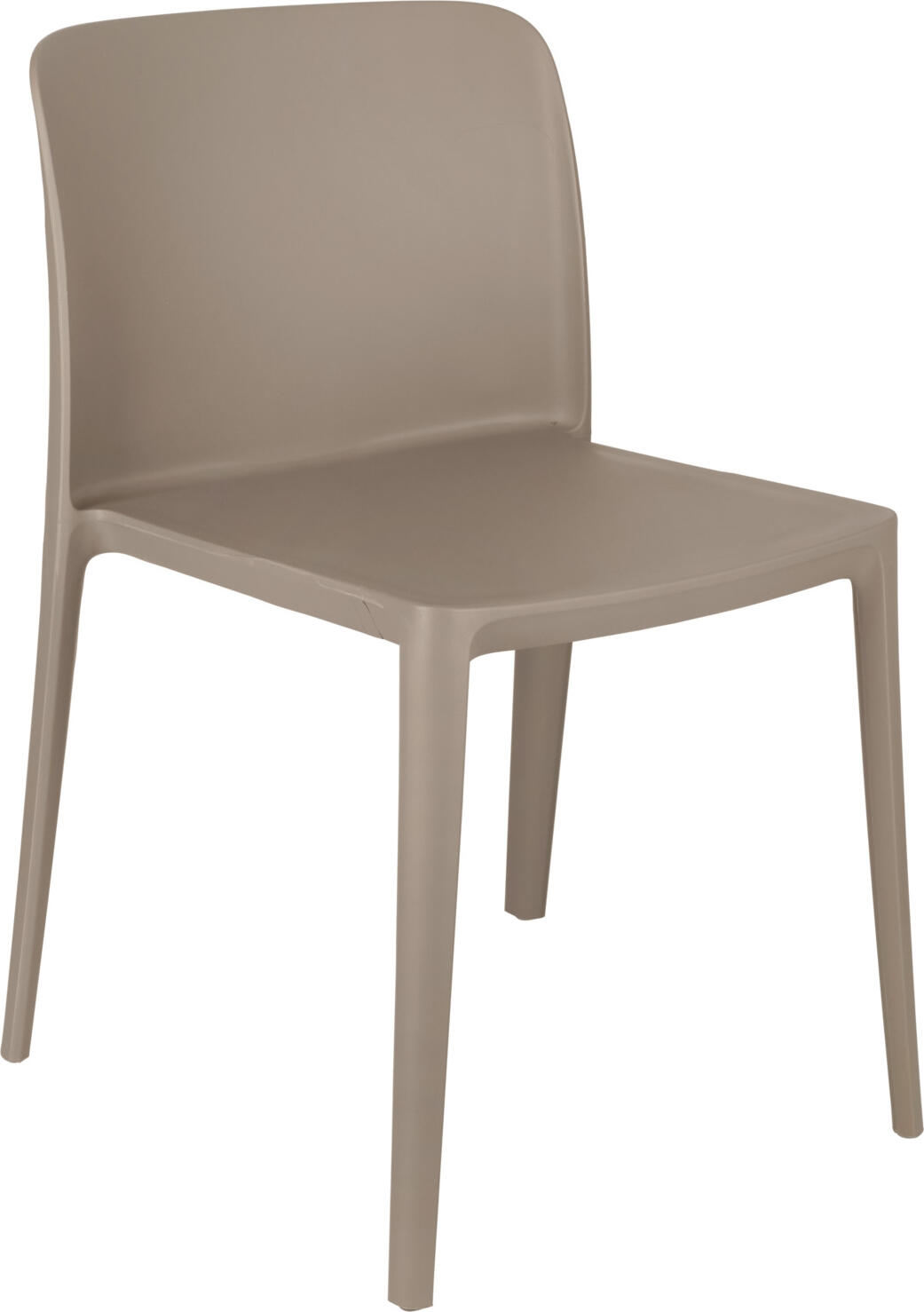 PULSIVA LUSINI Solutions GmbH Plastic chair Rigg without armrests Kunststoffstuhl Rigg ohne Armlehne Plastic chair Rigg without armrests; 48x50x78 cm (WxDxH); taupe; 4 piece / pack Kunststoffstuhl Rigg ohne Armlehne; 48x50x78 cm (BxTxH); taupe; 4 Stück / Pack The plastic chair offers comfort and stability for any environment. Made from glass fibre-reinforced polypropylene, it is particularly robust, dimensionally stable, durable and weatherproof. Thanks to the backrest and wide seat, the chair ensures optimum seating comfort. It is lightweight, stackable up to 6 chairs and easy to clean, making it a practical choice for indoors and outdoors. The chair has a UV-protective coating that can withstand up to 3,000 hours of sunshine. With a load capacity of up to 150 kg, the chair is extremely resilient and durable. *Advantages for the customer thanks to glass fibre reinforced polypropylene* * Greater stability and load-bearing capacity: glass fibre makes the chair more resilient and durable - ideal for commercial use. * Longer service life: the material remains dimensionally stable and unbreakable even with frequent use. * Weather & UV resistance: Perfect for outdoor use as the material is less likely to fade or become brittle. * Low weight with high strength: Comfortable to handle without compromising on robustness. * Improved safety: The material is more stable overall and less susceptible to material fatigue. Integrated plastic glides reliably protect sensitive floors from scratches and make it easier to move. Der Kunststoffstuhl bietet Komfort und Stabilität für jede Umgebung. Hergestellt aus glasfaserverstärktem Polypropylen, ist er besonders robust, formstabil, langlebig  und wetterfest. Dank der Rückenlehne und der breiten Sitzfläche sorgt der Stuhl für optimalen Sitzkomfort. Er ist leicht, stapelbar bis zu 6 Stühlen und pflegeleicht, was ihn zu einer praktischen Wahl für innen und außen macht. Der Stuhl  verfügt über eine UV-Schutzbeschichtung, die bis zu 3.000 Sonnenstunden standhält. Mit einer Tragfähigkeit von bis zu 150 kg ist der Stuhl äußerst belastbar und langlebig. *Vorteile für den Kunden durch glasfaserverstärktes Polypropylen* * Höhere Stabilität und Tragkraft: Glasfaser macht den Stuhl belastbarer und widerstandsfähiger – ideal für gewerbliche Nutzung. * Längere Lebensdauer: Das Material bleibt auch bei häufigem Gebrauch formstabil und bruchsicher. * Wetter- & UV-Beständigkeit: Perfekt für den Außenbereich, da das Material weniger ausbleicht oder spröde wird. * Geringes Gewicht bei hoher Festigkeit: Komfortabel im Handling, ohne Abstriche bei der Robustheit. * Verbesserte Sicherheit: Das Material ist insgesamt stabiler und weniger anfällig für Materialermüdung. Integrierte Kunststoffgleiter schützen empfindliche Böden zuverlässig vor Kratzern und erleichtern das Verschieben.