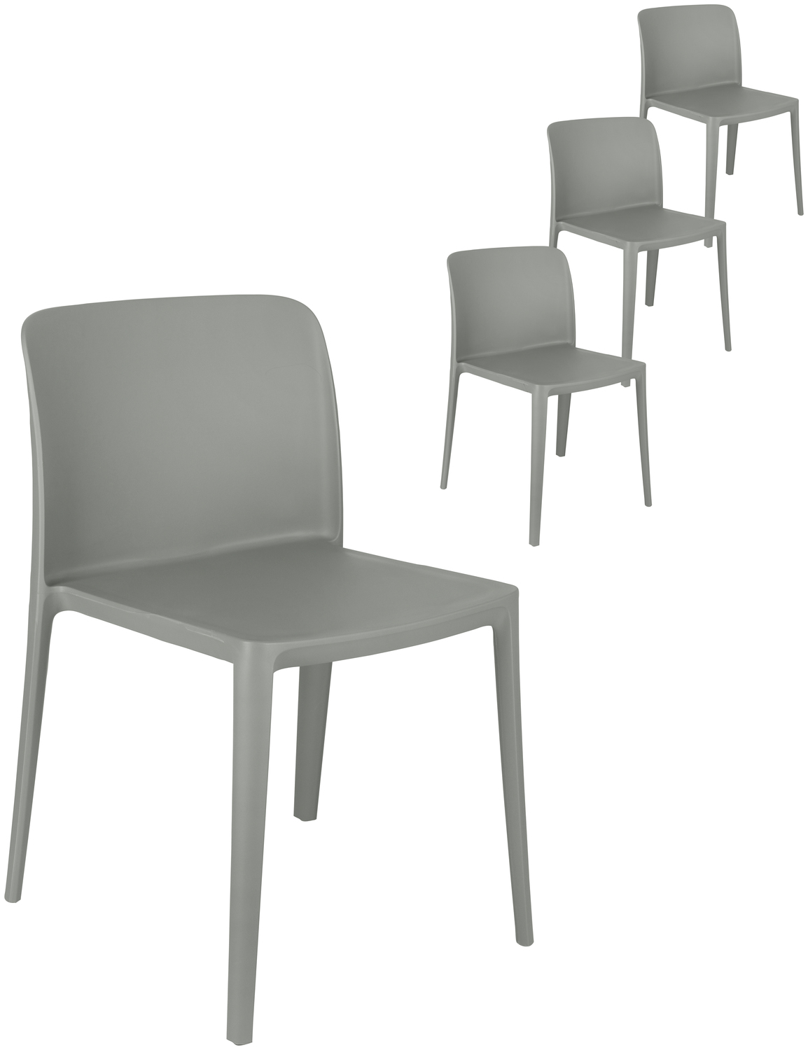 Set de 4 scaune de plastic PULSIVA Rigg, polipropilenă ranforsată cu fibră de sticlă, rezistente la UV și intemperii, stivuibile, interior/exterior, 48x50x78 cm