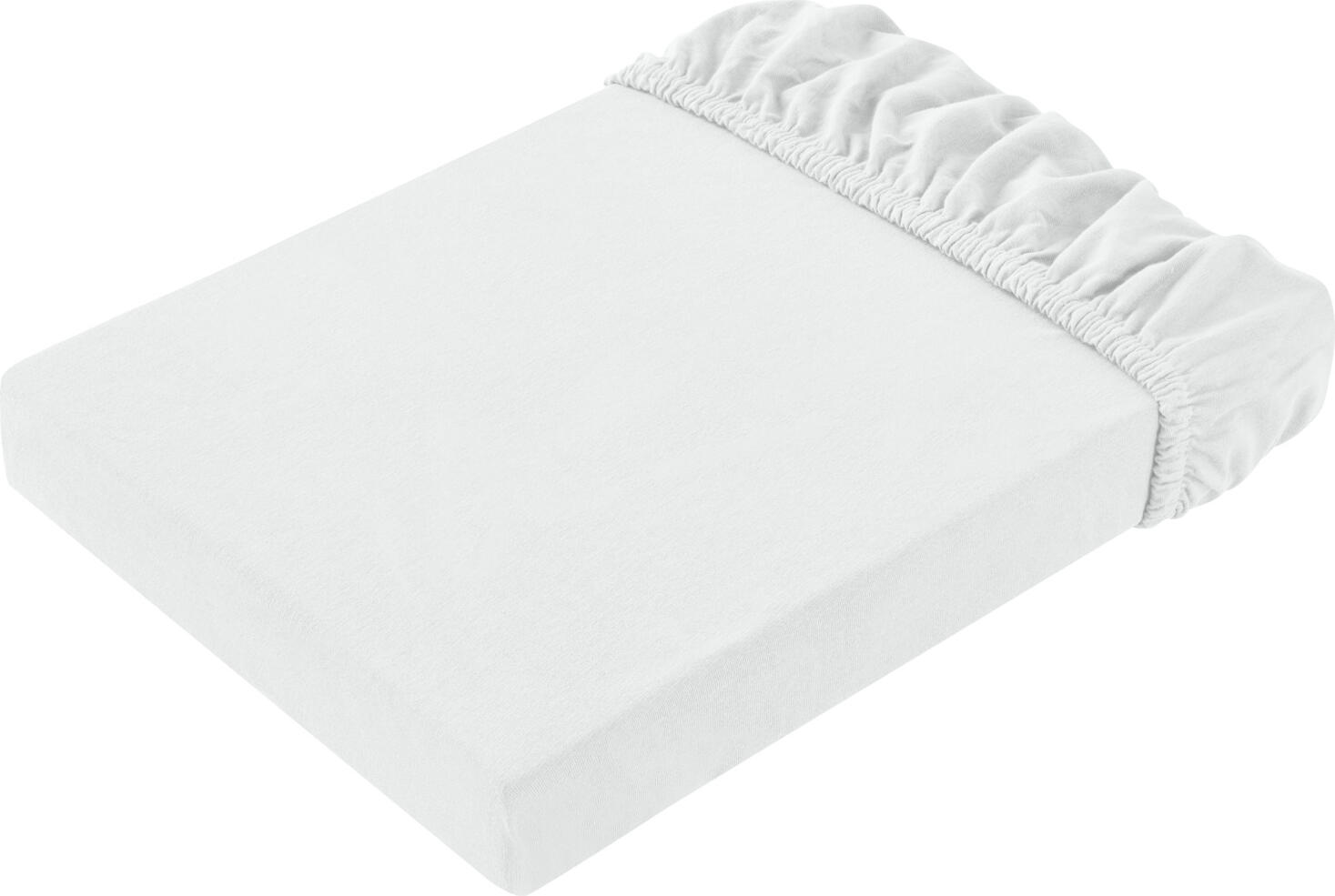 ERWIN M. LUSINI Solutions GmbH Fitted sheet Jersey Spannbettlaken Jersey Fitted sheet Jersey; 180-200x190-200 cm (WxL); white Spannbettlaken Jersey; 180-200x190-200 cm (BxL); weiß 100% cotton. Weight approx. 145 g/m². Available in subtle colours and adaptable sizes: all fitted sheets in the best hotel quality, very durable and suitable for every season. They are quick to cover and fit perfectly. Fitted height 25 cm. 100 % Baumwolle. Gewicht ca. 145 g/m². In dezenten Farben und anpassungsfähigen Größen erhältlich: Alle Spannbetttücher in bester Hotelqualität, sehr langlebig und für jede Jahreszeit geeignet. Sie überzeugen durch schnelles Beziehen und optimalen Sitz. Steghöhe 25 cm.
