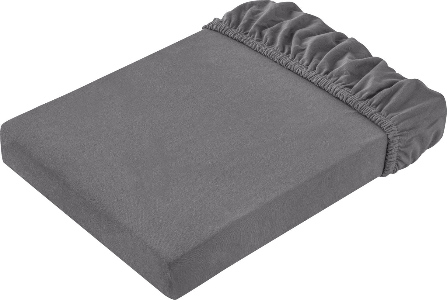 ERWIN M. LUSINI Solutions GmbH Fitted sheet Jersey Spannbettlaken Jersey Fitted sheet Jersey; 180-200x190-200 cm (WxL); anthracite Spannbettlaken Jersey; 180-200x190-200 cm (BxL); anthrazit 100% cotton. Weight approx. 145 g/m². Available in subtle colours and adaptable sizes: all fitted sheets in the best hotel quality, very durable and suitable for every season. They are quick to cover and fit perfectly. Fitted height 25 cm. 100 % Baumwolle. Gewicht ca. 145 g/m². In dezenten Farben und anpassungsfähigen Größen erhältlich: Alle Spannbetttücher in bester Hotelqualität, sehr langlebig und für jede Jahreszeit geeignet. Sie überzeugen durch schnelles Beziehen und optimalen Sitz. Steghöhe 25 cm.