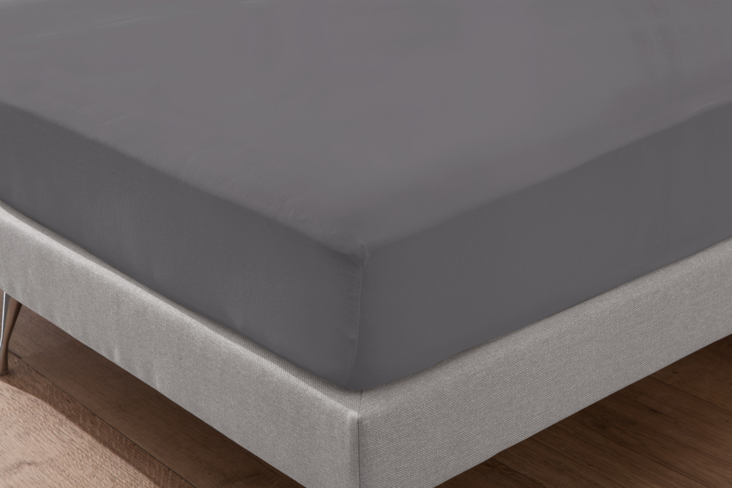 ERWIN M. Jersey Fitted Sheet, 100% Cotton, Hotel Quality, OEKO-TEX Standard 100, Anthracite Grey, 180-200 x 190-200 cm, 25 cm Corner Height