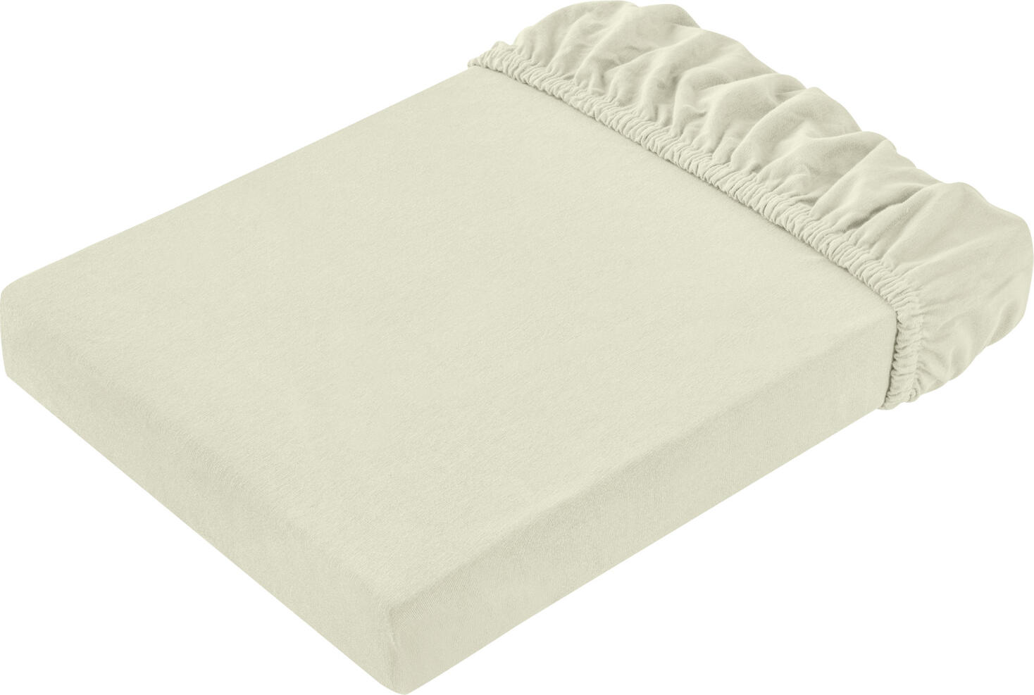 Set de 2 çarafai cu elastic LUSINI din Jersey, 100% bumbac, 90-100 x 190-200 cm, înălțime 25 cm, calitate hotelieră, OEKO-TEX Standard 100, bej șampanie
