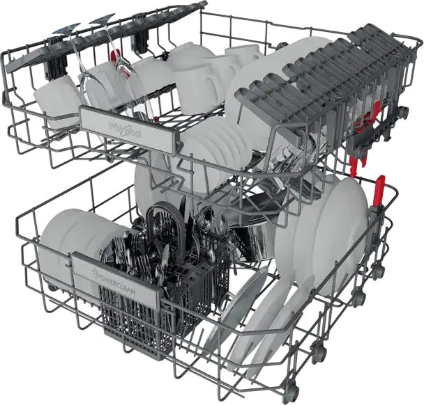 Whirlpool WIO 3T133 PE 6.5 Built-in Full Size Dishwasher, Black, 14 Place Settings, 6th Sense Technology, NaturalDry, PowerClean, 10 Programs, 43 dB