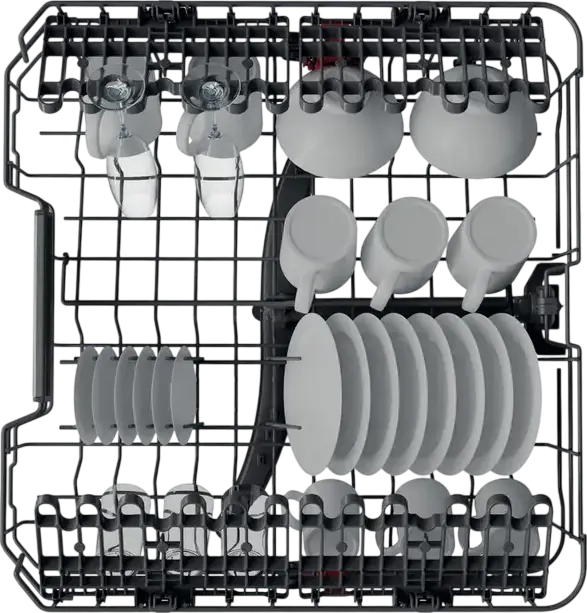 Whirlpool WIO 3T133 PE 6.5 Built-in Full Size Dishwasher, Black, 14 Place Settings, 6th Sense Technology, NaturalDry, PowerClean, 10 Programs, 43 dB