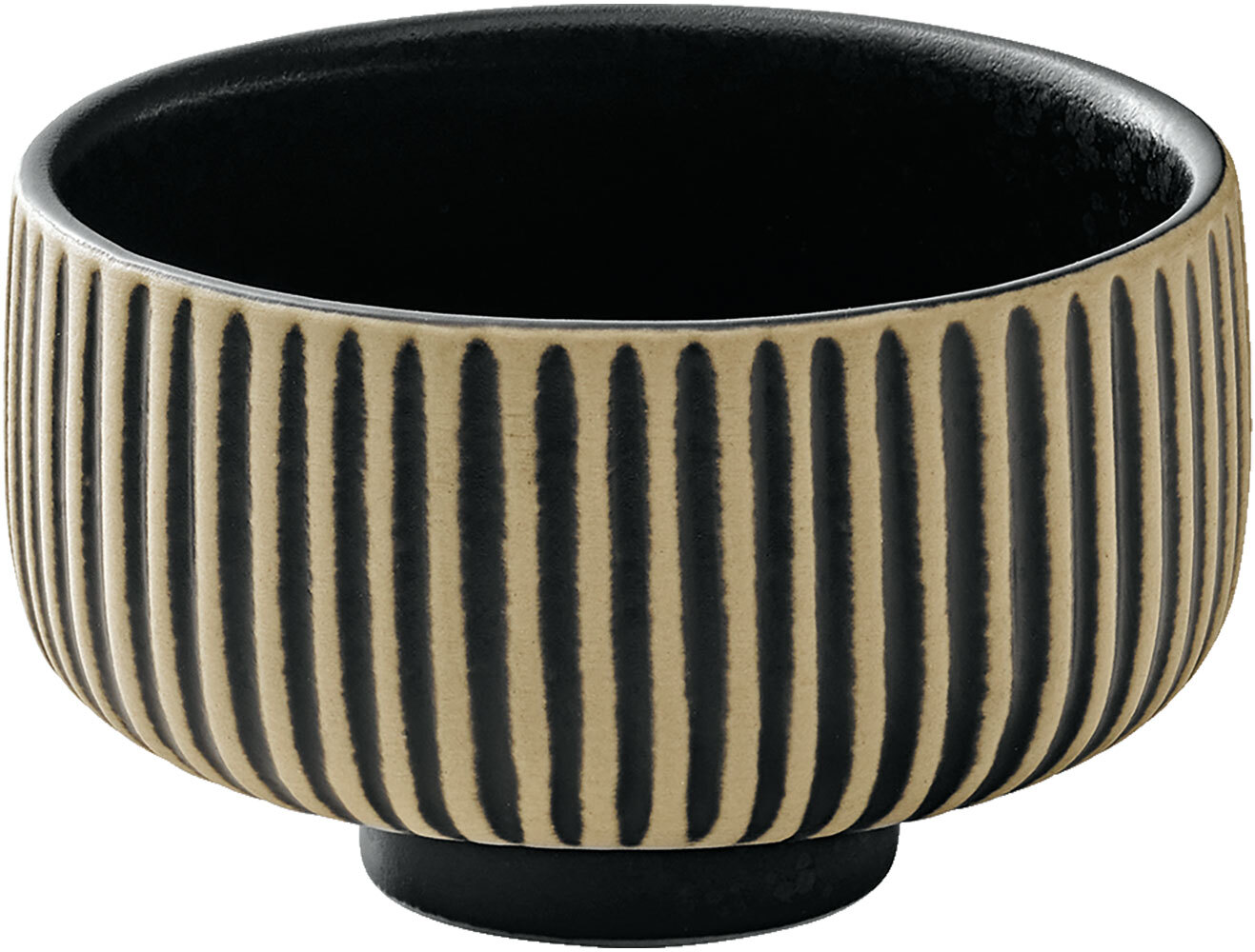 Bol din Gresie BHS Tabletop AG Nara cu Relief, 8.1 cm, Alb/Negru, Glazură Craquelle și Picioare Filigranate pentru Gastronomie Profesională