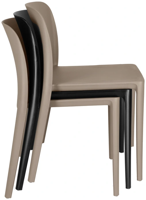 PULSIVA Rigg Plastic Chair Set of 4, Glass Fibre-Reinforced Polypropylene, Stackable, UV-Resistant, Weatherproof, Black, 48x50x78 cm