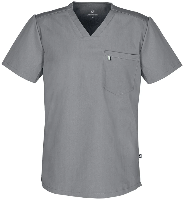 Jobeline Fabriano Men's Tunic, V-Neck Short Sleeve Scrub Top, Lyocell Tencel and Polyester, Breathable Skin-Friendly Fabric, 205 g/m²