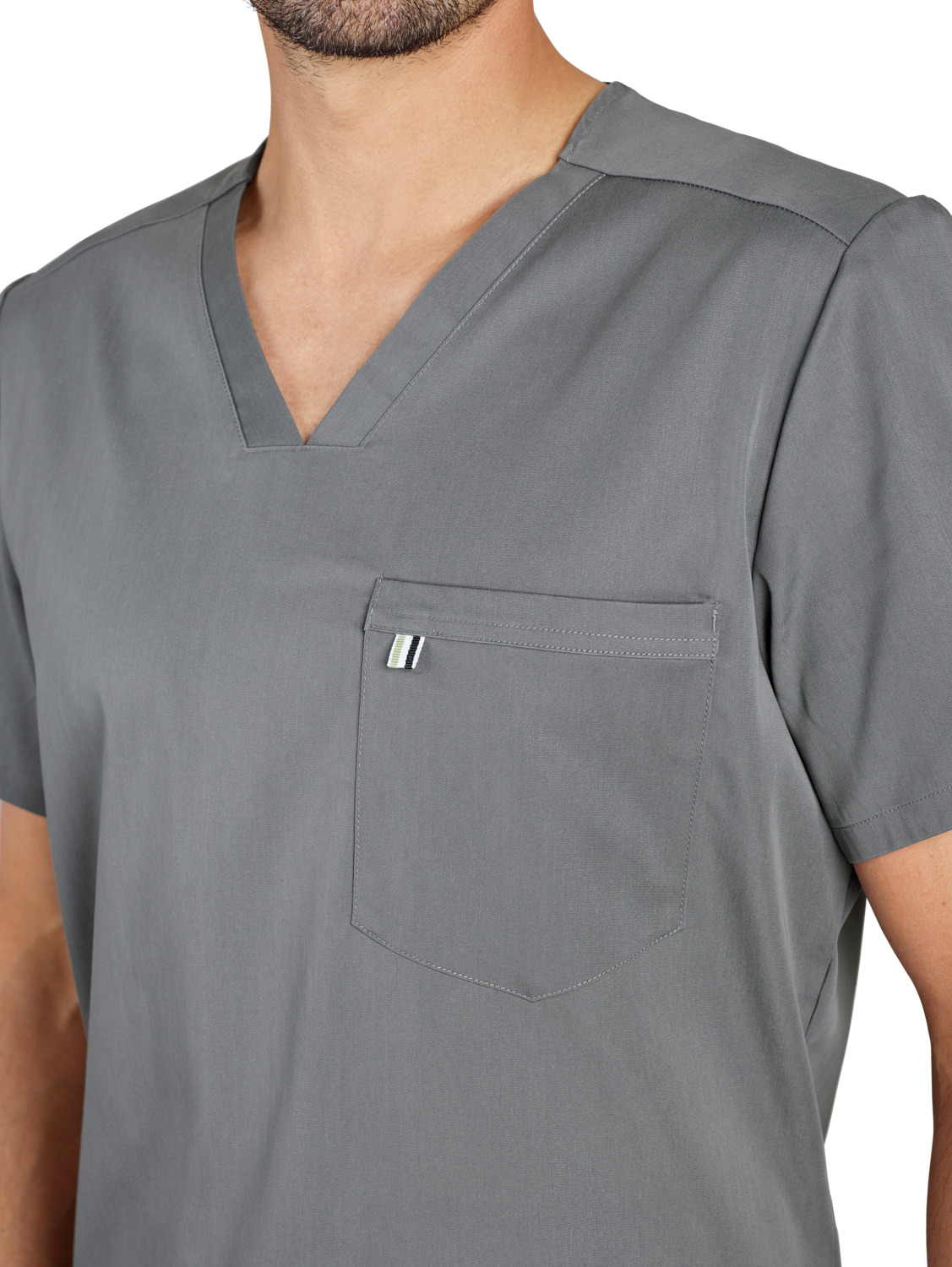 Jobeline Fabriano Men's Tunic, V-Neck Short Sleeve Scrub Top, Lyocell Tencel and Polyester, Breathable Skin-Friendly Fabric, 205 g/m²