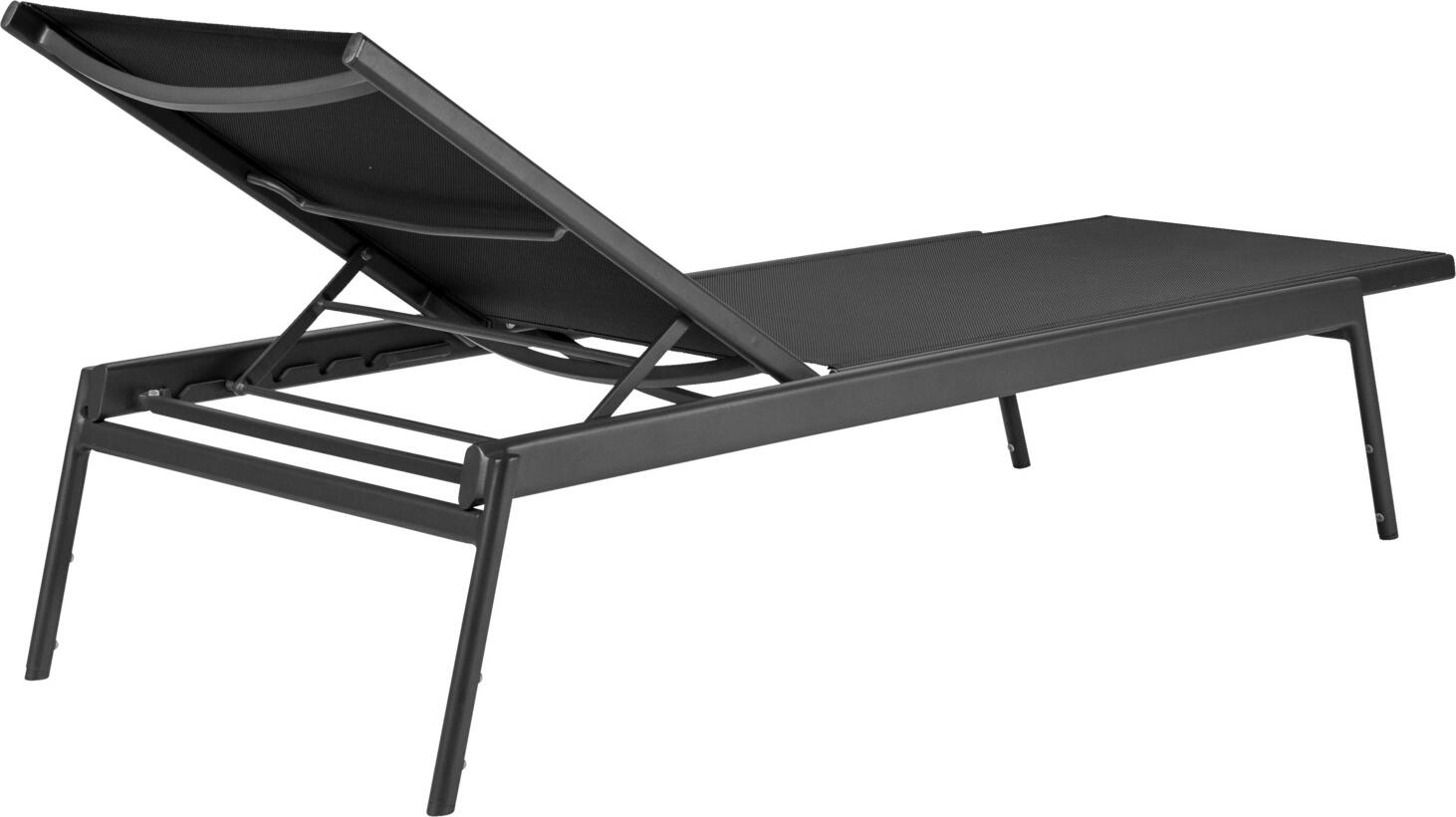 VEGA LUSINI Elaris Sun Lounger, Anthracite, Adjustable Backrest, Stackable, Quick-Drying Textile, 200x74x36 cm, for Garden, Terrace and Pool
