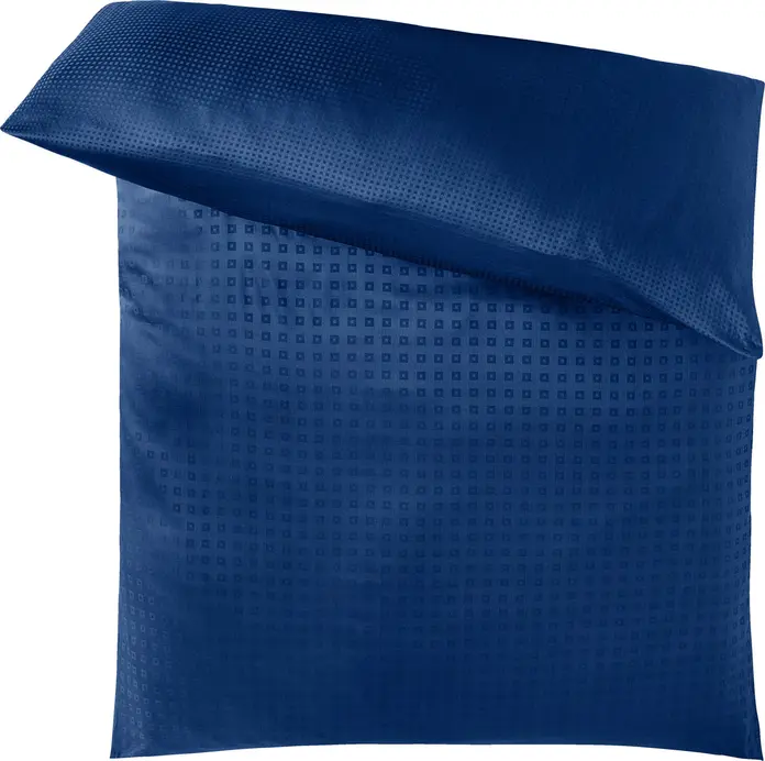 Husa pentru plapuma ERWIN M. LUSINI Cube, 100% Bumbac Damask Percale, 200 TC, 140 x 200 cm, Albastru, Calitate Profesionala, Fermoar Rezistent la Calcat