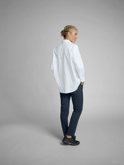 Jobeline Porter Women's Blouse, Oversize A-line Long Sleeve Shirt, Cotton-Polyester Blend, White, XL, Catering and Hotel Uniform