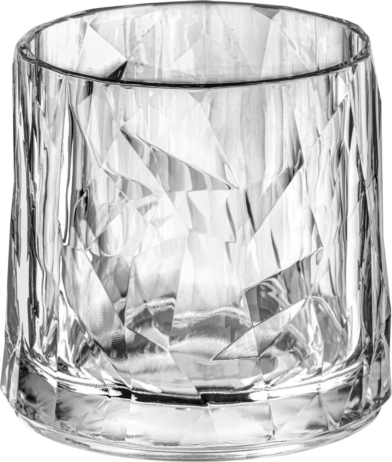 koziol koziol »ideas for friends GmbH Drinking glass Lowball Club No. 2 Superglas with filling lin Trinkglas Lowball Club No. 2 Superglas mit Eichstrich Drinking glass Lowball Club No. 2 Superglas with filling line; 330 ml, 9.2x8.7 cm (ØxH); transparent; 0.25 l Filling line, 12 piece / pack Trinkglas Lowball Club No. 2 Superglas mit Eichstrich; 330 ml, 9.2x8.7 cm (ØxH); transparent; 0.25 l Eichstrich, 12 Stück / Pack The Superglas is made of unbreakable high-tech plastic material in an attractive faceted design and is perfect for hot and cold drinks. Satisfies the legal requirements for all areas where glasses are banned. Insulates four times better than conventional glass. Impact-resistant, stackable, recyclable, microwaveable, suitable for dishwasher up to a maximum of 70 °C, wash new glasses for the first time at over 80 °C, pH-neutral cleaning supplies and special rinse aid for plastic glasses are recommended. Orders of 250 pieces or more can also be customized with your engraved logo. Das Superglas besteht aus unzerbrechlichem Hightech-Kunststoffmaterial in attraktiven Facettendesign für Heiß- und Kaltgetränke. Erfüllt die gesetzlichen Vorgaben für alle Bereiche mit Glasverbot. Isoliert viermal besser als herkömmliches Glas. Stoßfest, recyclebar, mikrowellengeeignet, spülmaschinengeeignet bis max. 70 °C, neue Gläser erstmals über 80 °C spülen, pH-neutrale Reinigungsmittel und speziellen Klarspüler für Kunststoffgläser empfohlen. Eine Veredelung mit Ihrem Wunsch Logo, gern auch als Rundumdruck ist ab 100 Stück mit dem Luxury Print Verfahren möglich. Ab 250 Stück ist Ihr Logo auch im Tampondruckverfahren möglich. Oder Sie wünschen eine eigene Sonderfarbe? - Diese setzen wir gern bereits ab 500 Stück für Sie um.