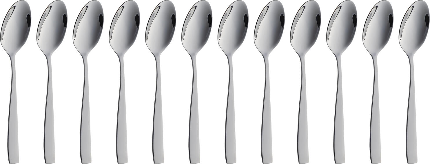 Set de 12 linguri de cafea si ceai Pulsiva Granda, otel inoxidabil cromat 18/0, finisaj oglindit, rezistente la rugina, fara nichel, 15 cm, argintii