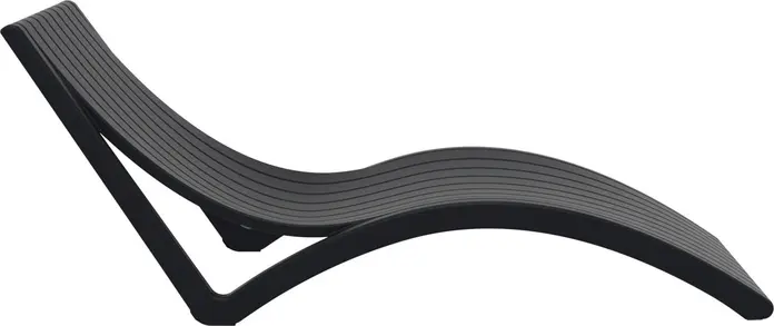 Шезлонг Siesta Slim, эргономичная S-образная форма, полипропилен, устойчивый к УФ и погодным условиям, штабелируемый, с колесами, 180x72x70 см, черный