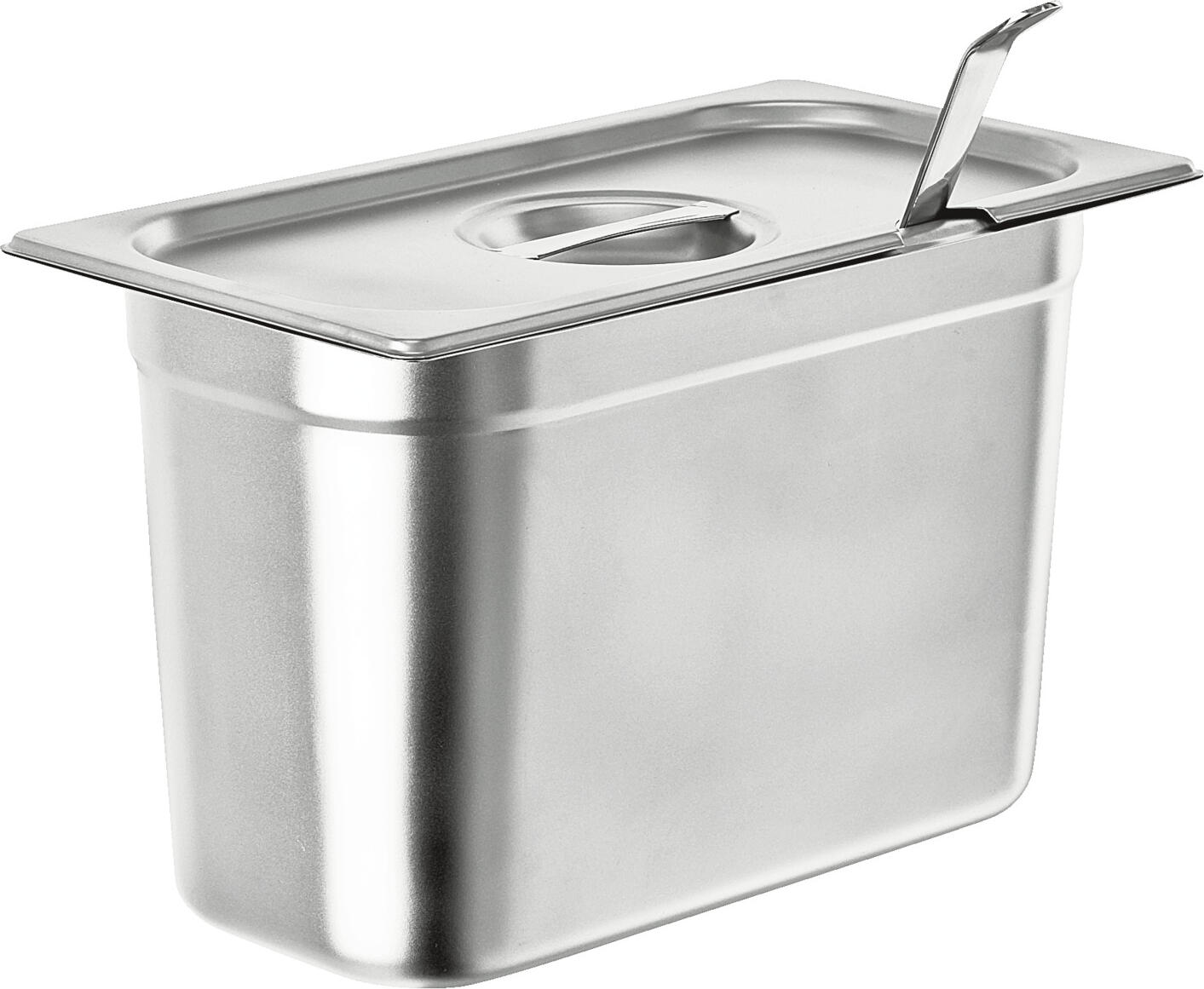Pulsiva GN Lid 1/4 Basic Stainless Steel Rustproof Gastronorm Lid with Spoon Recess 26.5 x 16.2 cm Silver