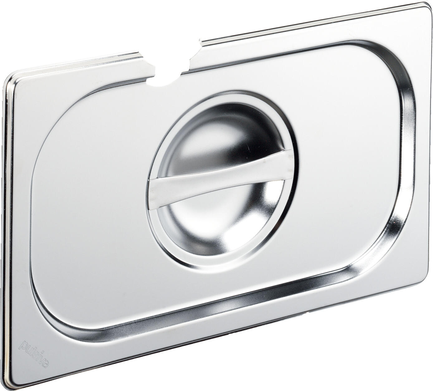 PULSIVA LUSINI Solutions GmbH GN lid 1/4 Basic with spoon recess GN-Deckel 1/4 Basic mit Löffelaussparung GN lid 1/4 Basic with spoon recess; GN 1/4, 26.5x16.2 cm (LxW); silver GN-Deckel 1/4 Basic mit Löffelaussparung; GN 1/4, 26.5x16.2 cm (LxB); silber Stainless steel GN lids. Suitable for GN containers of the Basic range. Dishwasher safe. With spoon recess. GN-Deckel aus Edelstahl, rostfrei. Passend für GN-Behälter der Gruppe Basic. Spülmaschinenfest. Mit Löffelaussparung.