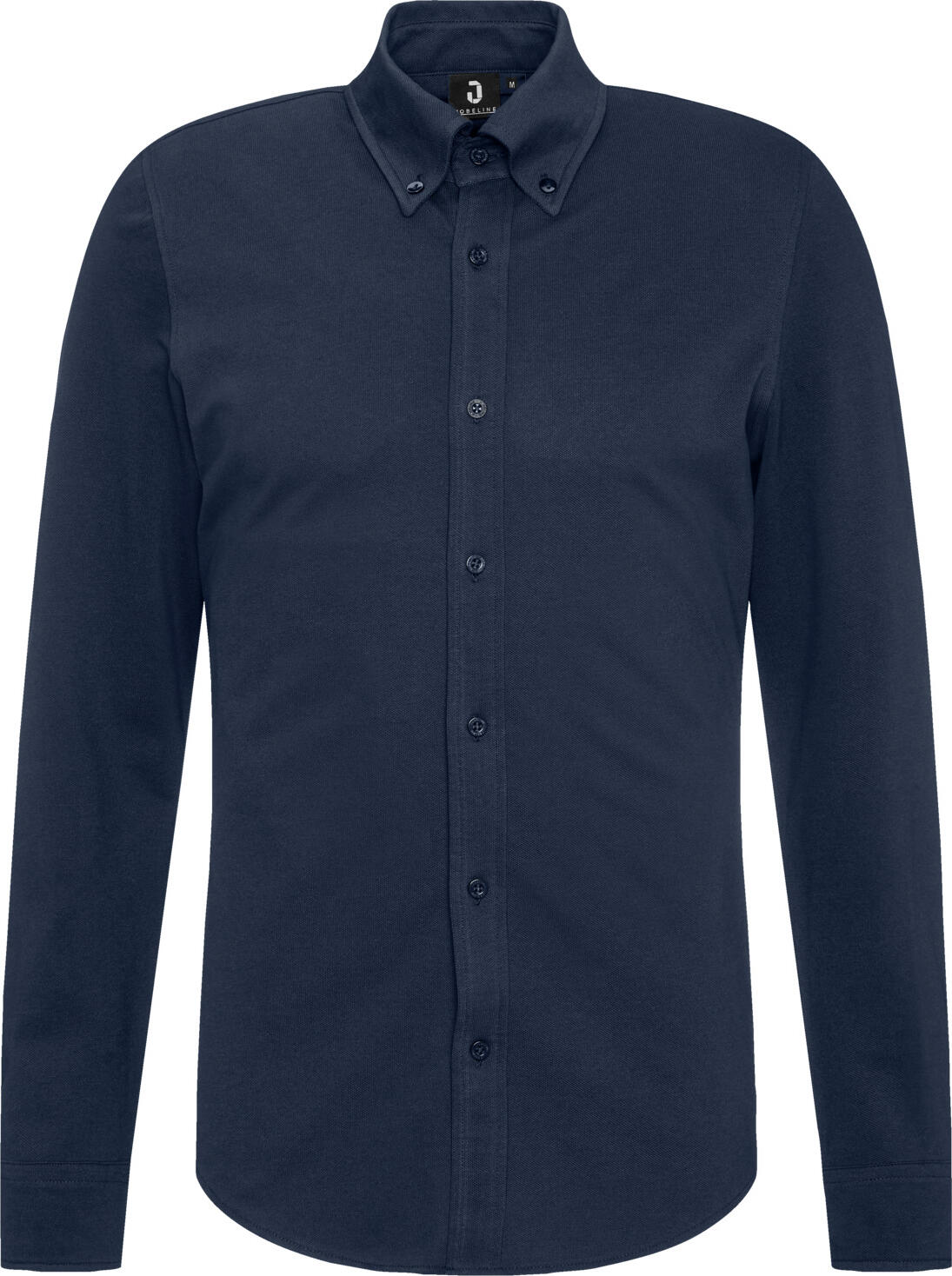 JOBELINE LUSINI Solutions GmbH Men's shirt Piqué long sleeve Herren Hemd Piqué Langarm Men's shirt Piqué long sleeve; Size L; navy Herren Hemd Piqué Langarm; Kleidergröße L; navy 95 % cotton, 5 % elastane. 40°C wash. Men's shirt made from high-quality polo piqué fabric. With full-length button placket, button-down collar and classic sleeve cuffs. With an extra-long back and rounded hem. Back length: 76.5 cm for size M. 95 % Baumwolle, 5 % Elasthan. 40°-Wäsche. Herrenhemd aus hochwertigem Polo-Piqué-Stoff. Mit durchgehender Knopfleiste, Button-Down-Kragen und klassischen Ärmelmanschetten. Mit extra langer Rückenlänge und abgerundetem Saum. Rückenlänge: 76,5 cm bei Gr. M