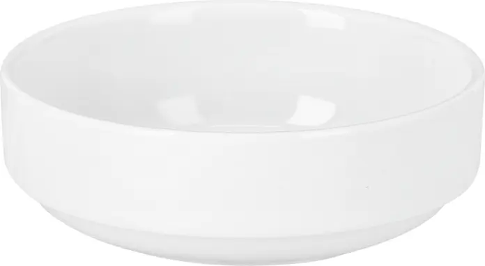 Bol din Porțelan Alb PULSIVA LUSINI Ronno, Formă Rotundă Plată, Înălțime 4 cm, Stivuibil, Compatibil cu Cuptorul cu Microunde și Mașina de Spălat Vase