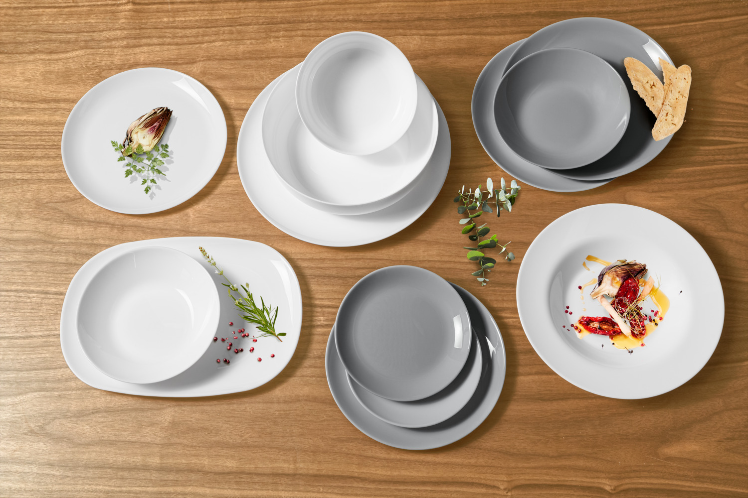 VEGA Ashley Rectangular Serving Platter Set of 6, Tempered Glass, 34 x 24 cm, White, Heat Resistant to 130°C, Dishwasher, Oven and Microwave Safe