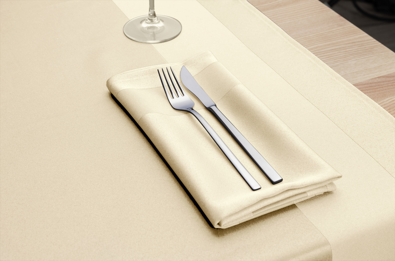 Set de 6 servete de masă PULSIVA Flair, 100% Poliester, 50 x 50 cm, Bej Șampanie, Design Atlas cu Luciu Elegant, OEKO-TEX Standard 100