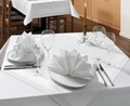 PULSIVA Flair Square Tablecloth, 130 x 130 cm, 100% Polyester, White, Satin Design, Easy-Care, OEKO-TEX Standard 100 Certified