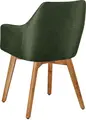 VEGA Arne Armchair Set of 2, Solid Oak Frame, Green Polyester Fabric, 56.5x60x85.5 cm, FSC-certified, Quilted Backrest