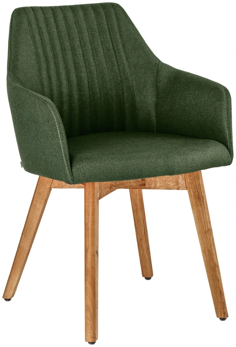 VEGA Arne Armchair Set of 2, Solid Oak Frame, Green Polyester Fabric, 56.5x60x85.5 cm, FSC-certified, Quilted Backrest