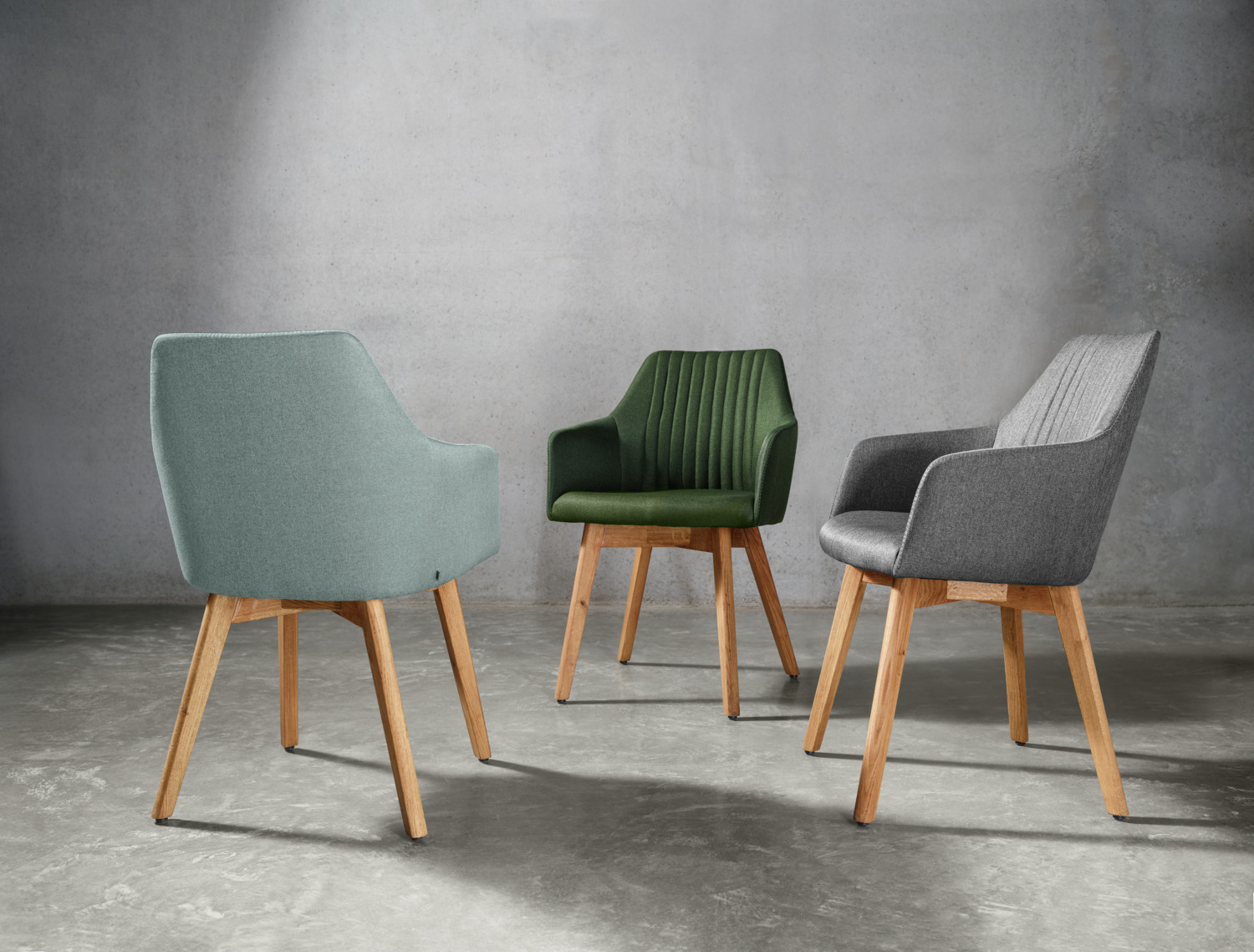VEGA Arne Armchair Set of 2, Upholstered Light-blue Polyester Fabric, Solid Oiled Oak Frame, 56.5x60x85.5 cm, FSC Certified