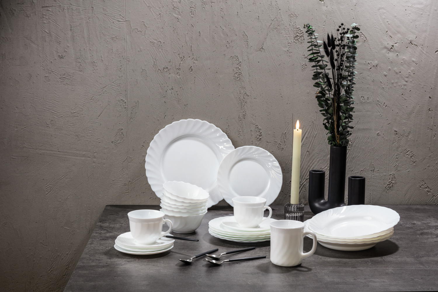 Set de 6 boluri Arcoroc Trianon, sticla opala temperata, Alb, 340ml, Diametru 12cm, rezistente la socuri si stivuibile