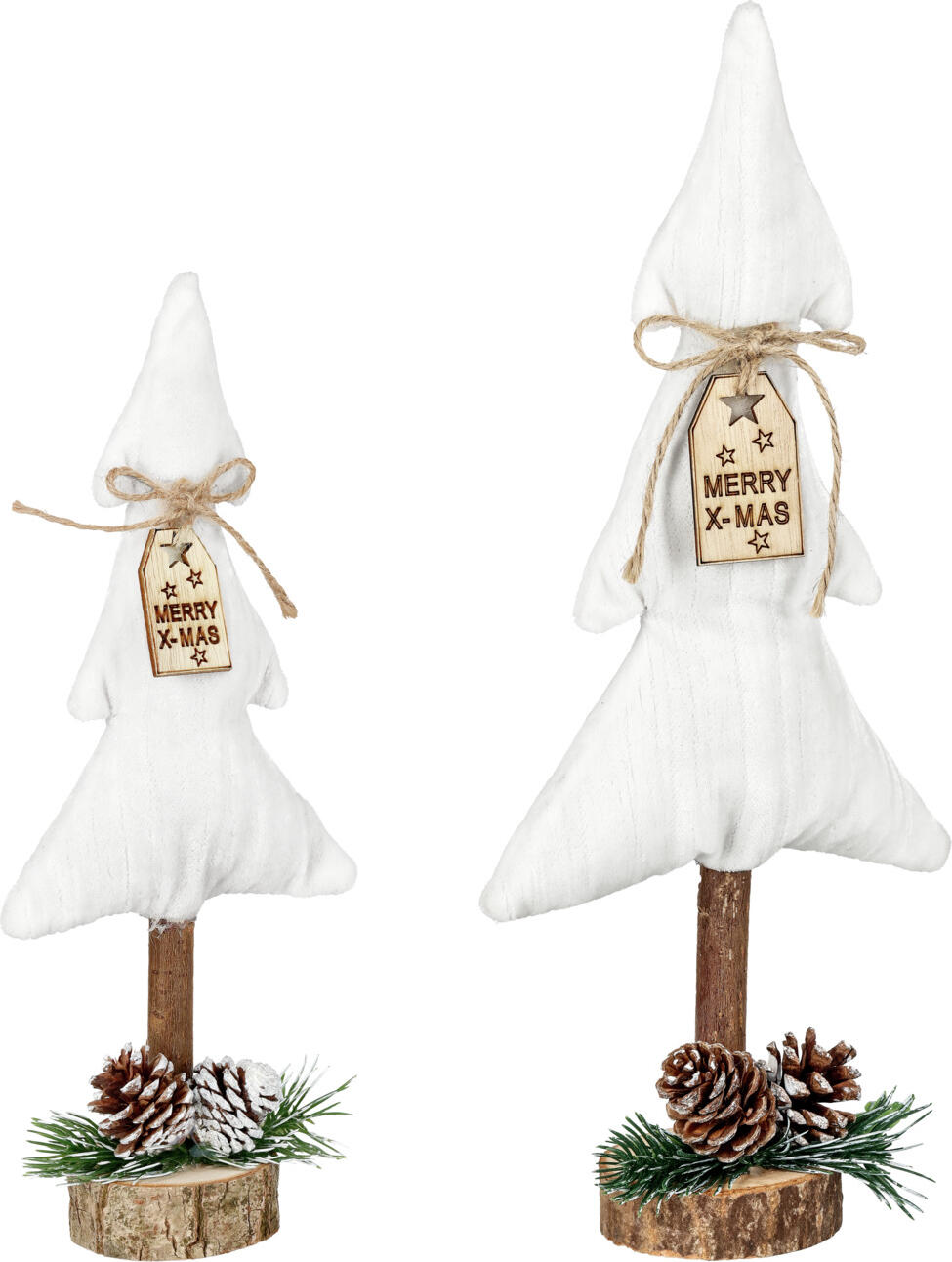 unknown LUSINI Solutions GmbH Decorative tree set Adea  brown, 2 pieces Dekobaum-Set Adea  2-teilig Decorative tree set Adea  brown, 2 pieces; white Dekobaum-Set Adea  2-teilig; weiß Set of two decorative trees, 35 cm and 28 cm in height, made of brown material and natural decoration. Set bestehend aus zwei Dekobäumchen 35 cm und 28 cm Höhe aus braunem, weißem oder rotem Stoff und natürlicher Deko.