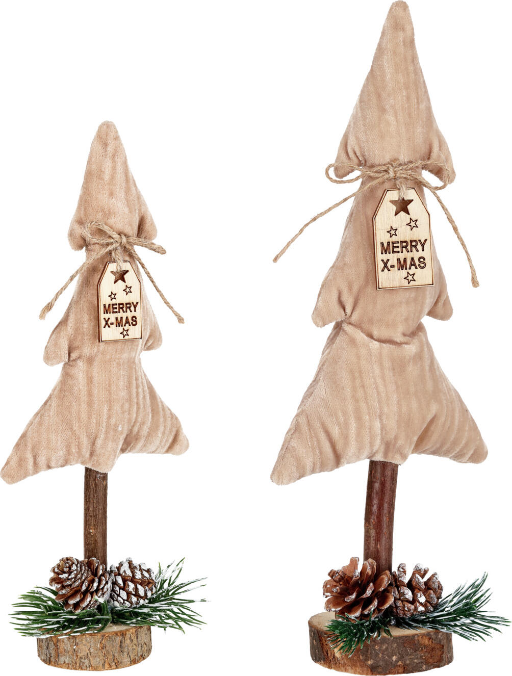 unknown LUSINI Solutions GmbH Decorative tree set Adea  brown, 2 pieces Dekobaum-Set Adea  2-teilig Decorative tree set Adea  brown, 2 pieces; beige Dekobaum-Set Adea  2-teilig; beige Set of two decorative trees, 35 cm and 28 cm in height, made of brown material and natural decoration. Set bestehend aus zwei Dekobäumchen 35 cm und 28 cm Höhe aus braunem, weißem oder rotem Stoff und natürlicher Deko.