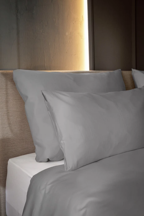ERWIN M. LUSINI Scalea Pillowcase, 100% Cotton Fine Satin Weave, 300 TC, 70x90 cm, Grey, Hotel Fastening, OEKO-TEX Standard 100