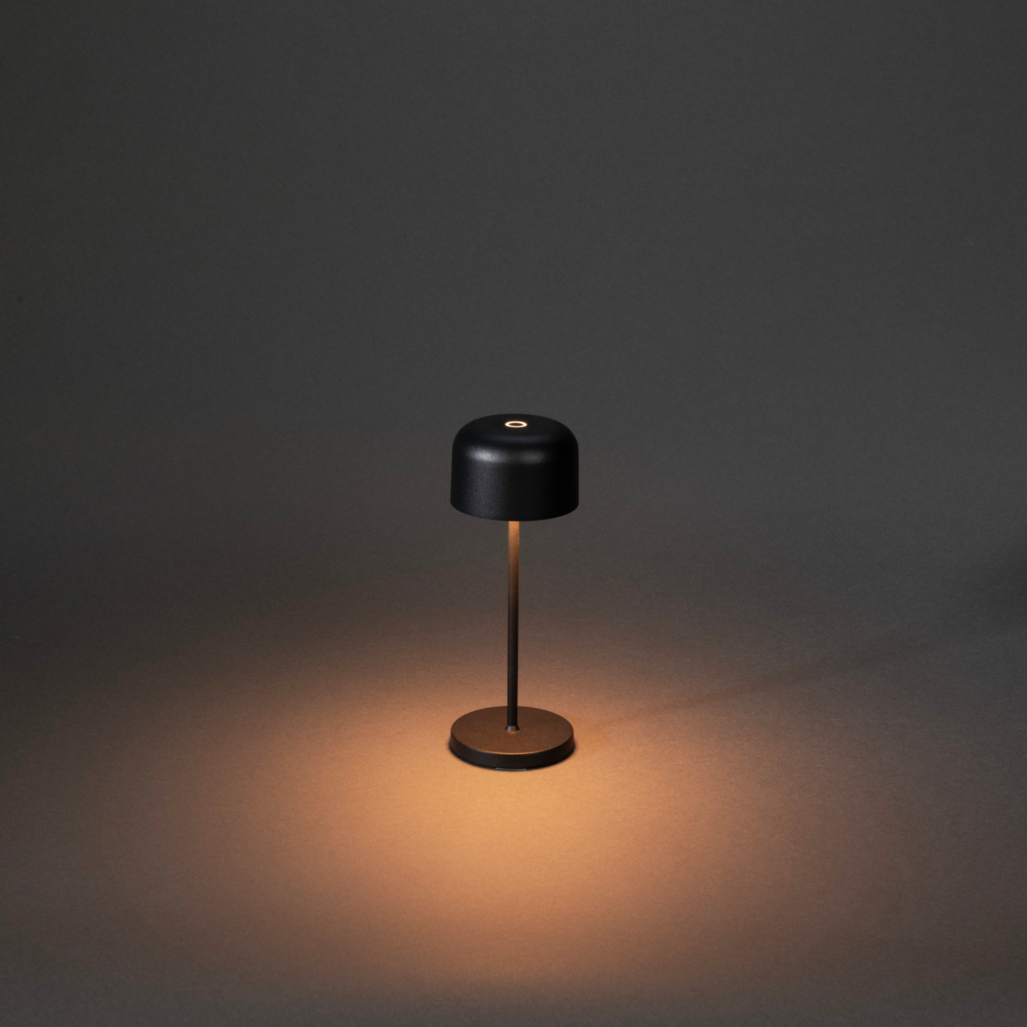 Konstsmide Lille mini Rechargeable LED Table Lamp, Black, IP54 Weather Resistant Indoor Outdoor Light, Stepless Dimming, Warm White, 7.5x20 cm, 7835