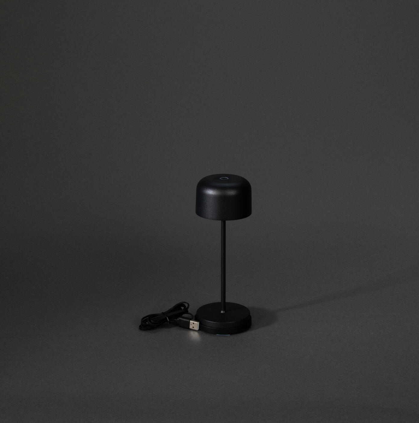 Konstsmide Lille mini Rechargeable LED Table Lamp, Black, IP54 Weather Resistant Indoor Outdoor Light, Stepless Dimming, Warm White, 7.5x20 cm, 7835