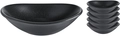 Set de 6 boluri mici ovale VEGA Masca din porțelan, glazură negru mat, 75ml, 11x7x2.7 cm, rezistente la mașina de spălat vase și cuptor cu microunde