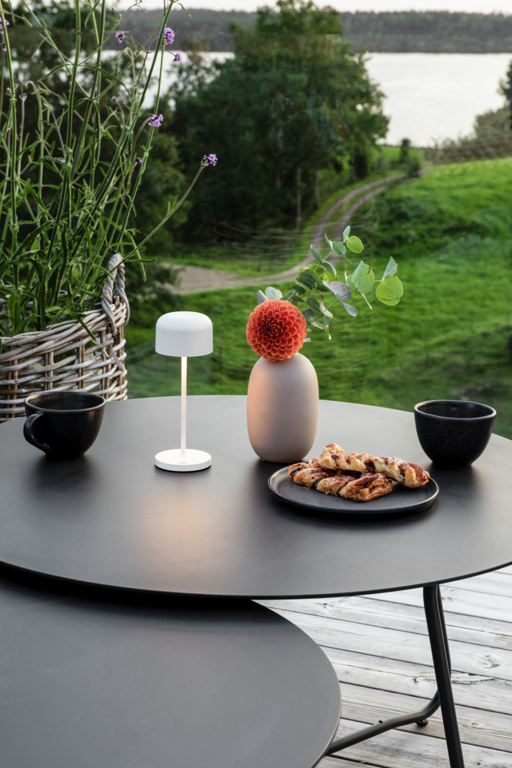Konstsmide Lille Mini 7835-250 Wireless LED Table Lamp, IP54 Weatherproof Indoor Outdoor, USB Rechargeable, Dimmable Warm White, White
