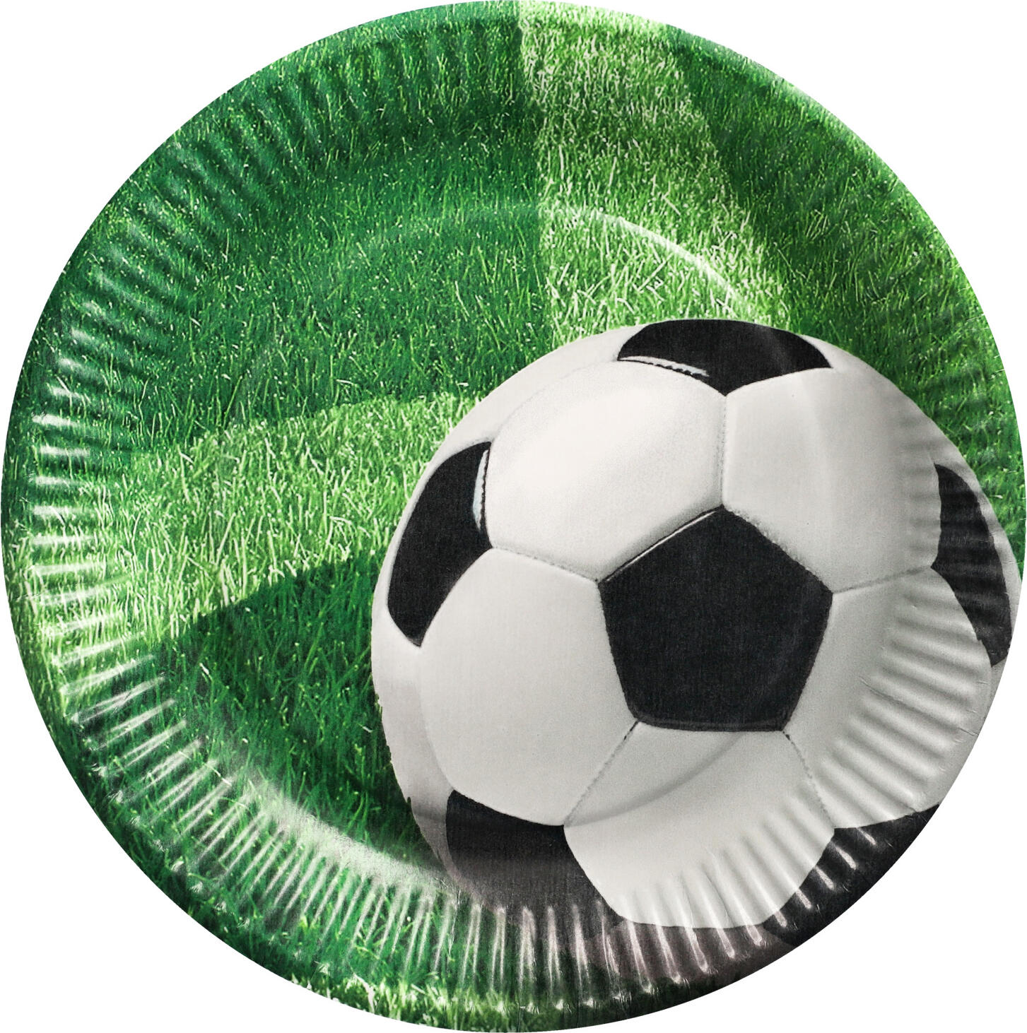 PAPSTAR Paper plates Football Pappteller Football Paper plates Football; 23 cm (Ø); white; round; 200 piece / pack Pappteller Football; 23 cm (Ø); weiß; rund; 200 Stück / Pack Round paper plate with football motif Diameter 23 cm Colour green Material virgin fibre cardboard with cellulose fibre coating Material thickness 300 g/m² Free from petroleum-based plastics 1 PU = 20x 10 pieces Runder Pappteller mit Football-Motiv Durchmesser 23 cm Farbe grün Material Frischfaserkarton mit Zellulosefaser-Beschichtung Materialstärke 300 g/m² frei von erdölbasierten Kunststoffen 1 VE = 20x 10 Stück