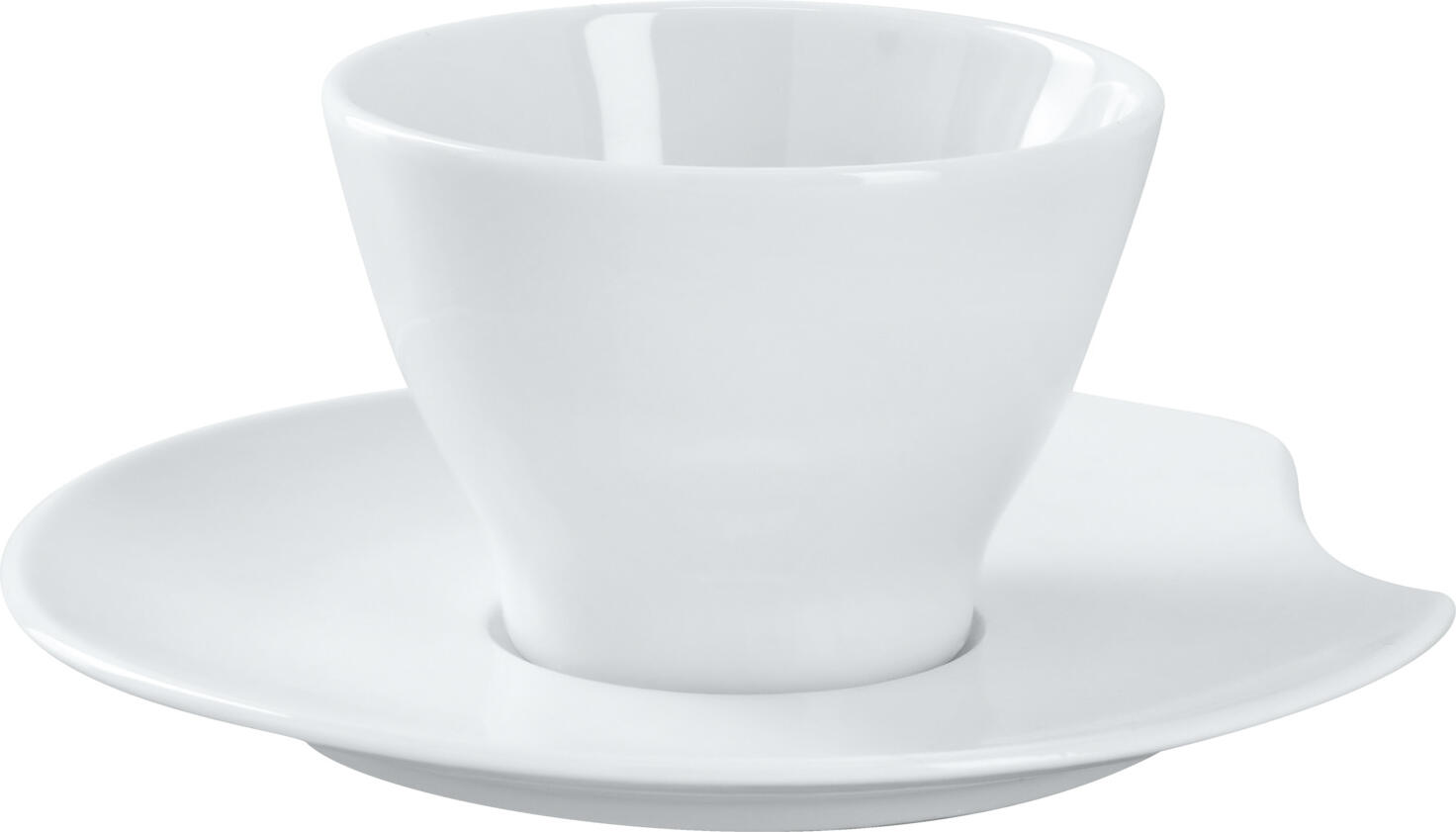 Set de 6 cești de cafea din porțelan VEGA Contrast fără mâner, albe, 190 ml, formă conică, rezistente la mașina de spălat vase și cuptor cu microunde