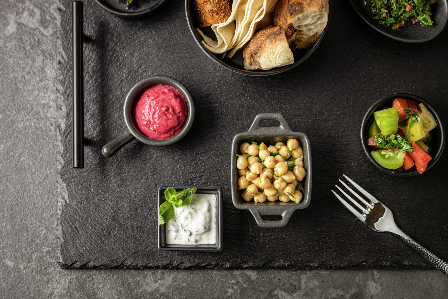 VEGA Masca Small Square Porcelain Bowls with Handle, Matt Black Glaze, 80ml, Set of 6