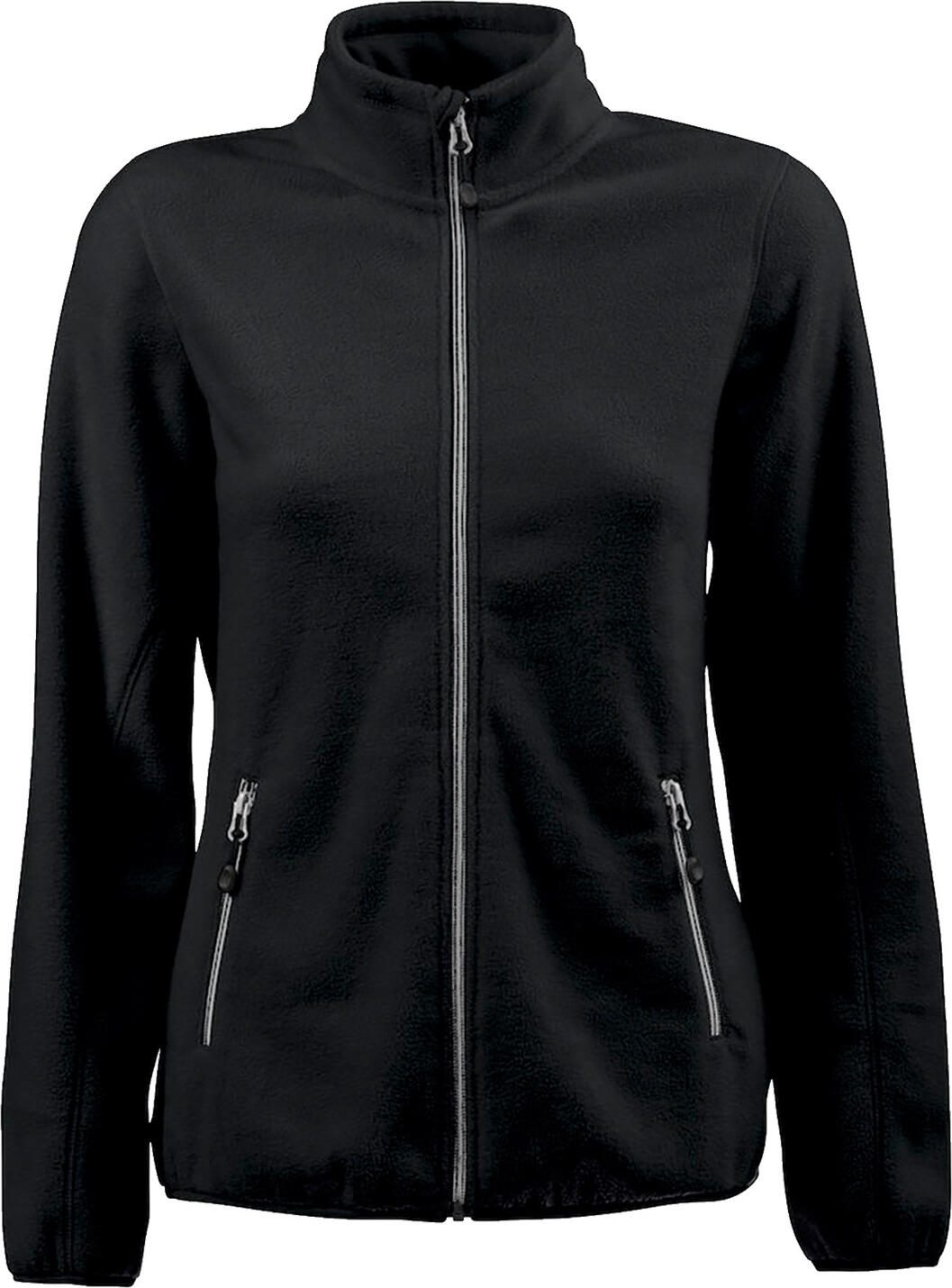 Printer Active Wear Women's fleece jacket Fynn Damen-Fleecejacke Fynn Women's fleece jacket Fynn; Size S; black Damen-Fleecejacke Fynn; Kleidergröße S; schwarz 100 % polyester. 30 °C wash. Easy-care, breathable and brushed on both sides fleece jacket for women. With stand-up collar, 2 side pockets with zippers and edged elastic cuffs and hem. Zippers in subtle contrast color. 2 inside pockets. Sporty flatlock seams on the sleeves. Slightly tapered shape with center front zipper. Easy-care, quick drying, low iron. Back length women: 64 cm for size S. 100 % Polyester. 30°-Wäsche. Pflegeleichte, atmungsaktive und beidseitig angeraute Fleecejacke für Damen. Mit Stehkragen, zwei seitlichen Eingrifftaschen mit Reißverschlüssen und eingefassten elastischen Bündchen an Ärmeln und Saum. Reißverschlüsse in dezenter Kontrastfarbe. Zwei Eingrifftaschen innenliegend. Sportive Flatlock-Nähte an den Ärmeln. Leicht taillierte Form mit Reißverschluss vorne mittig. Pflegeleicht, schnell trocknend, bügelarm. Rückenlänge: 64 cm in Gr S