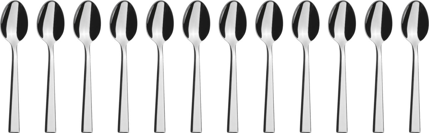 VEGA Stockholm Espresso Mocha Spoons, Mirror Polished 18/0 Chrome Stainless Steel, Rustproof, 11.1 cm, Silver, Set of 12 Pieces