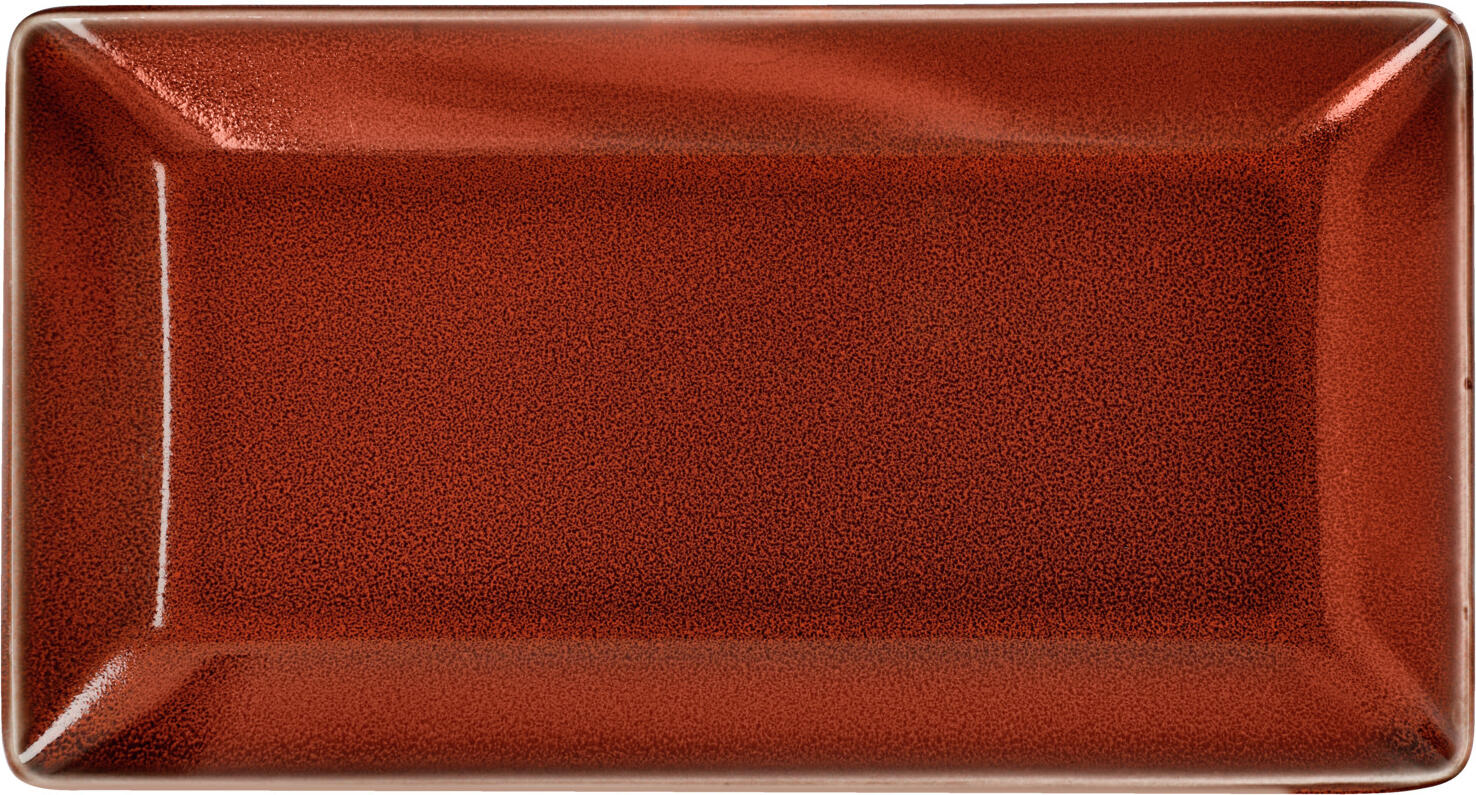 VEGA LUSINI Solutions GmbH Serving platter Oriento Servierplatte Oriento Serving platter Oriento; 31x16.5x3.2 cm (LxWxH); terracotta; rectangular; 2 piece / pack Servierplatte Oriento; 31x16.5x3.2 cm (LxBxH); terrakotta; rechteckig; 2 Stück / Pack Colorful platter made of stoneware. With irregular edges and speckles. Each piece is unique. Dishwasher safe and microwaveable. Farbige Platte aus Steingut. Mit unregelmäßigen Kanten und Sprenkeln. Jedes Teil ein Unikat. Spülmaschinenfest und mikrowellengeeignet.