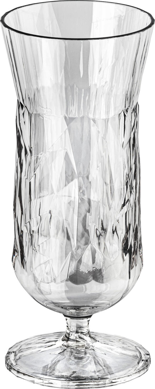koziol koziol »ideas for friends GmbH Hurricane glass Club No. 17 Superglas Hurricaneglas Club No. 17 Superglas Hurricane glass Club No. 17 Superglas; 480 ml, 8.1x19.8 cm (ØxH); transparent; 40 piece / pack Hurricaneglas Club No. 17 Superglas; 480 ml, 8.1x19.8 cm (ØxH); transparent; 40 Stück / Pack The Superglas is made of unbreakable high-tech plastic material in an attractive faceted design and is perfect for piña coladas, daiquiris and fruity long drinks. Satisfies the legal requirements for all areas where glasses are banned. Insulates four times better than conventional glass. Impact-resistant, recyclable, suitable for dishwasher up to a maximum of 70°C, wash new glasses for the first time at over 80°C, pH-neutral cleaning supplies and special rinse aid for plastic glasses are recommended. Orders of 250 pieces or more can also be customized with your engraved logo. Das Superglas besteht aus unzerbrechlichem Hightech-Kunststoffmaterial in attraktiven Facettendesign für  Coladas, Daiquiris und fruchtige Longdrinks. Erfüllt die gesetzlichen Vorgaben für alle Bereiche mit Glasverbot. Isoliert viermal besser als herkömmliches Glas. Stoßfest, recyclebar, spülmaschinengeeignet bis max. 70 °C, neue Gläser erstmals über 80 °C spülen, pH-neutrale Reinigungsmittel und speziellen Klarspüler für Kunststoffgläser empfohlen. Eine Veredelung mit Ihrem Wunsch Logo, gern auch als Rundumdruck ist ab 100 Stück mit dem Luxury Print Verfahren möglich. Ab 250 Stück ist Ihr Logo auch im Tampondruckverfahren möglich. Oder Sie wünschen eine eigene Sonderfarbe? - Diese setzen wir gern bereits ab 500 Stück für Sie um.