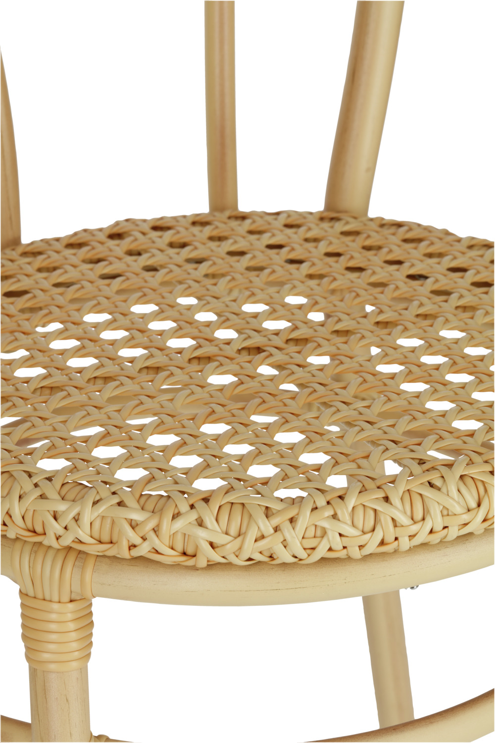 Set de 2 scaune VEGA Gussago cu impletit vienes, cadru din aluminiu aspect lemn, impletit din polietilena, rezistente la intemperii, 44x54x91 cm, Natural