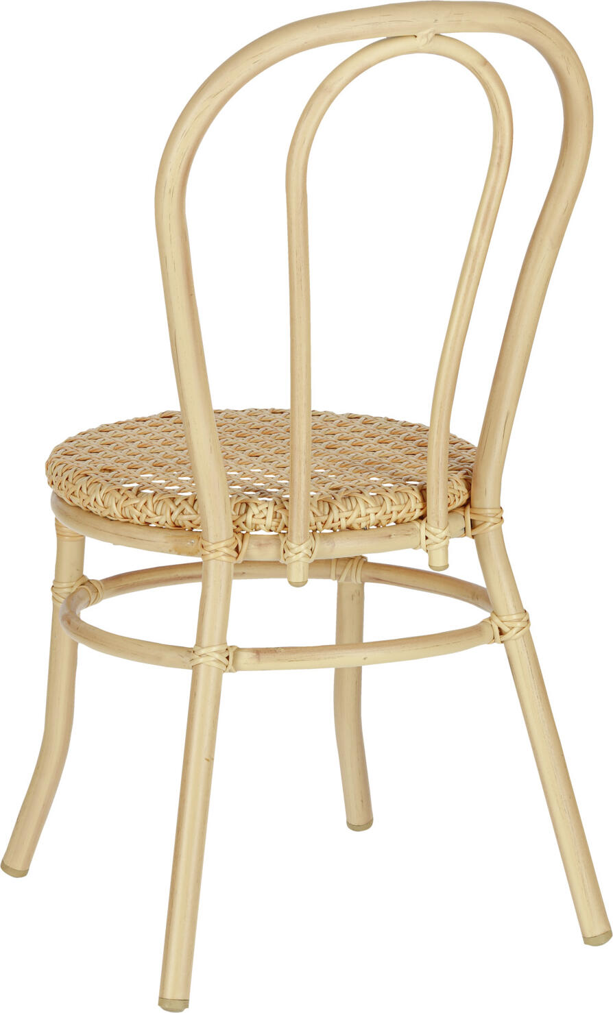 Set de 2 scaune VEGA Gussago cu impletit vienes, cadru din aluminiu aspect lemn, impletit din polietilena, rezistente la intemperii, 44x54x91 cm, Natural
