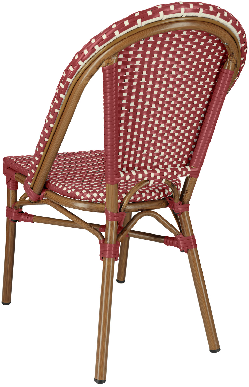 VEGA LUSINI Astoria Outdoor Bistro Chair, Red/White, Powder-Coated Aluminium Frame, Weatherproof Plastic Wicker, Stackable, Set of 2