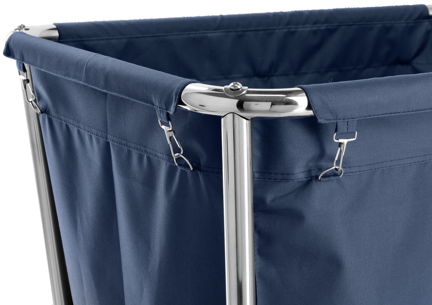 PULSIVA Aberdare Laundry Trolley, Stainless Steel Frame, Removable PVC Coated Cotton Bag, 4 Wheels with 2 Brakes, 100kg Capacity, 65x90x81 cm, Blue