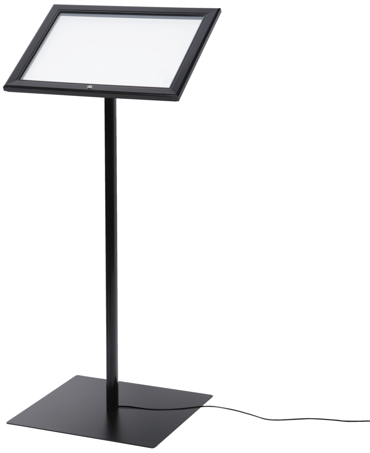 VEGA LUSINI Corteo Illuminated Menu Stand, 51 x 45 x 113 cm, Anodized Aluminum Frame, Hardened Acrylic Glass, Magnetic Writable Back, Waterproof, Lockable, 230V